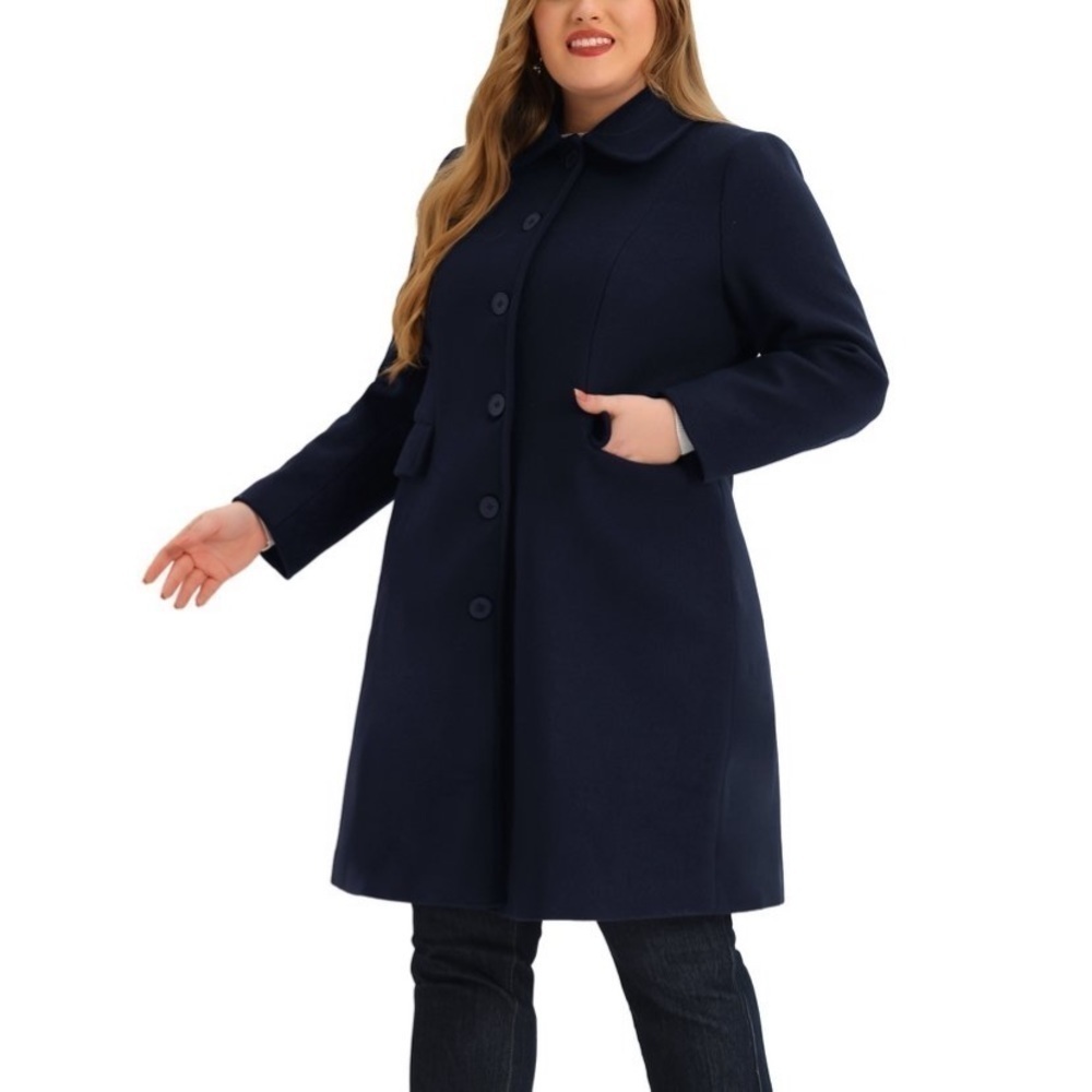 Agnes Orinda Women's Plus Size Peter Pan Collar Single Breasted new